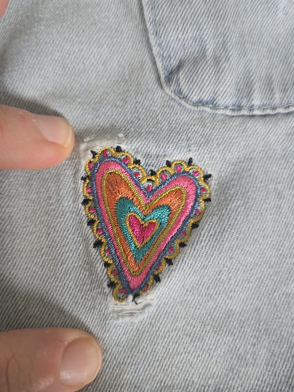 NATURAL LIFE Light Blue Denim Button-Down Shirt with Multicolor Embroidery - Picture 4 of 5